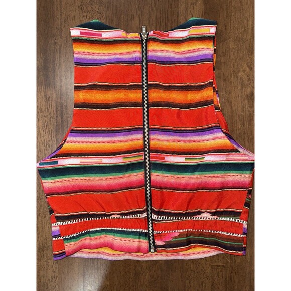 ASTR XS Aztec Multicolor Crop Top Sleeveless Back Zip Boho Festival Tank USA - Picture 5 of 9